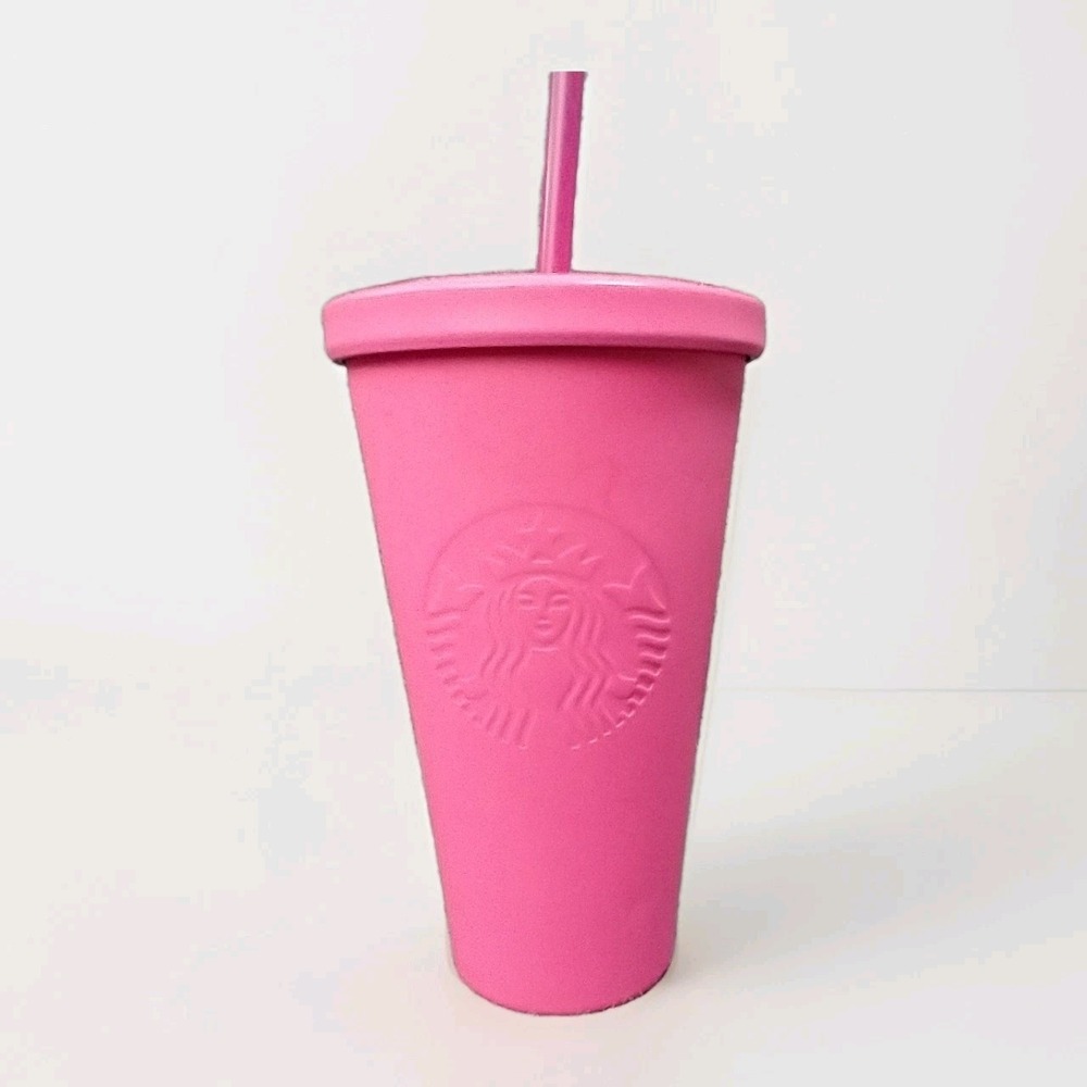 Starbucks Cold Cup Tumbler 16oz Pink Matte Stainless Steel Siren Logo